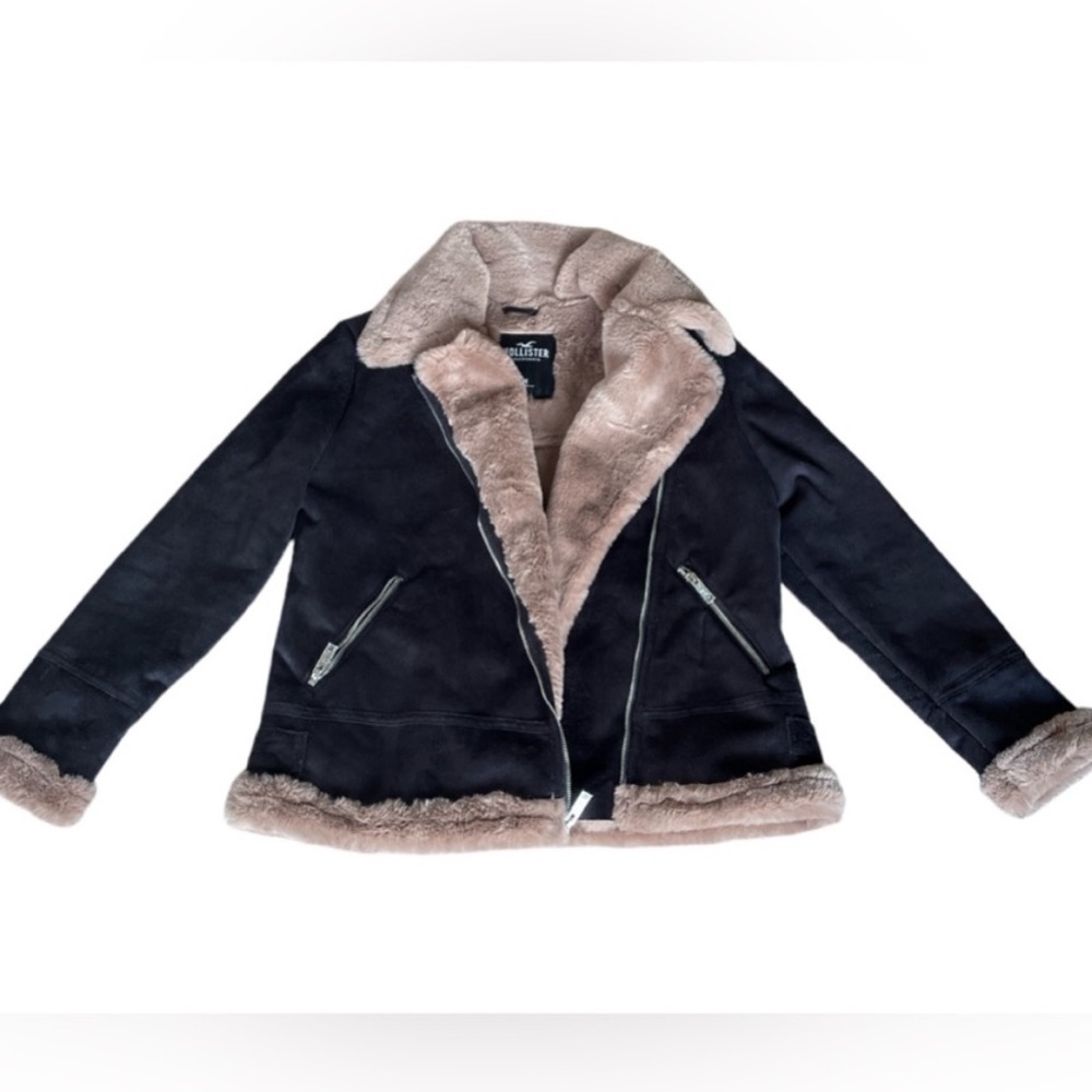 Hollister faux fur suede jacket Sherpa lined